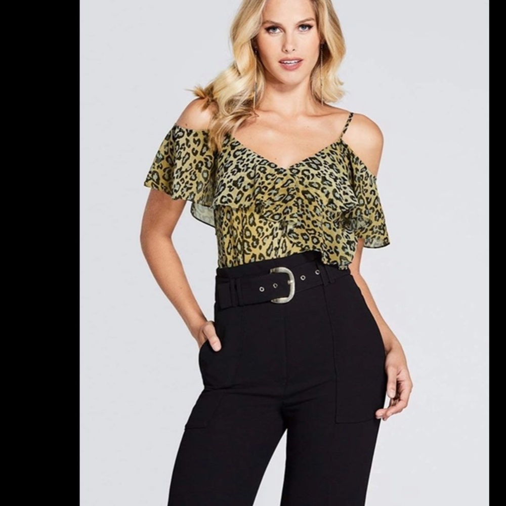 Marciano animal leopard print bodysuit sleeveless